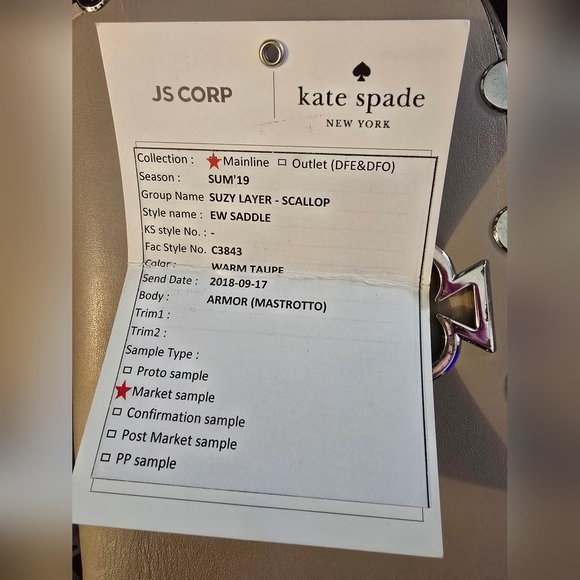 Kate Spade Suzy Scallop EW Saddle Bag Warm Taupe Market Sample - Picture 13 of 14